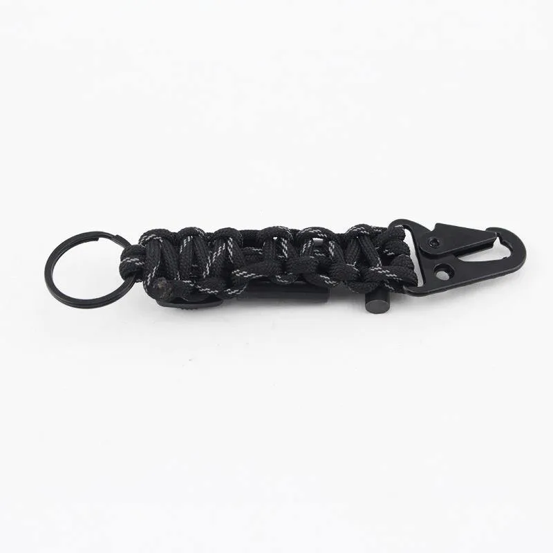 2 Size, Braided Lanyard Survival Keychain Key Ring Hook Outdoor Camping