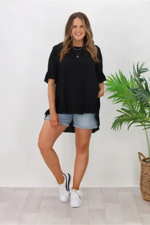 Boho Australia Cisco Frill Top Black