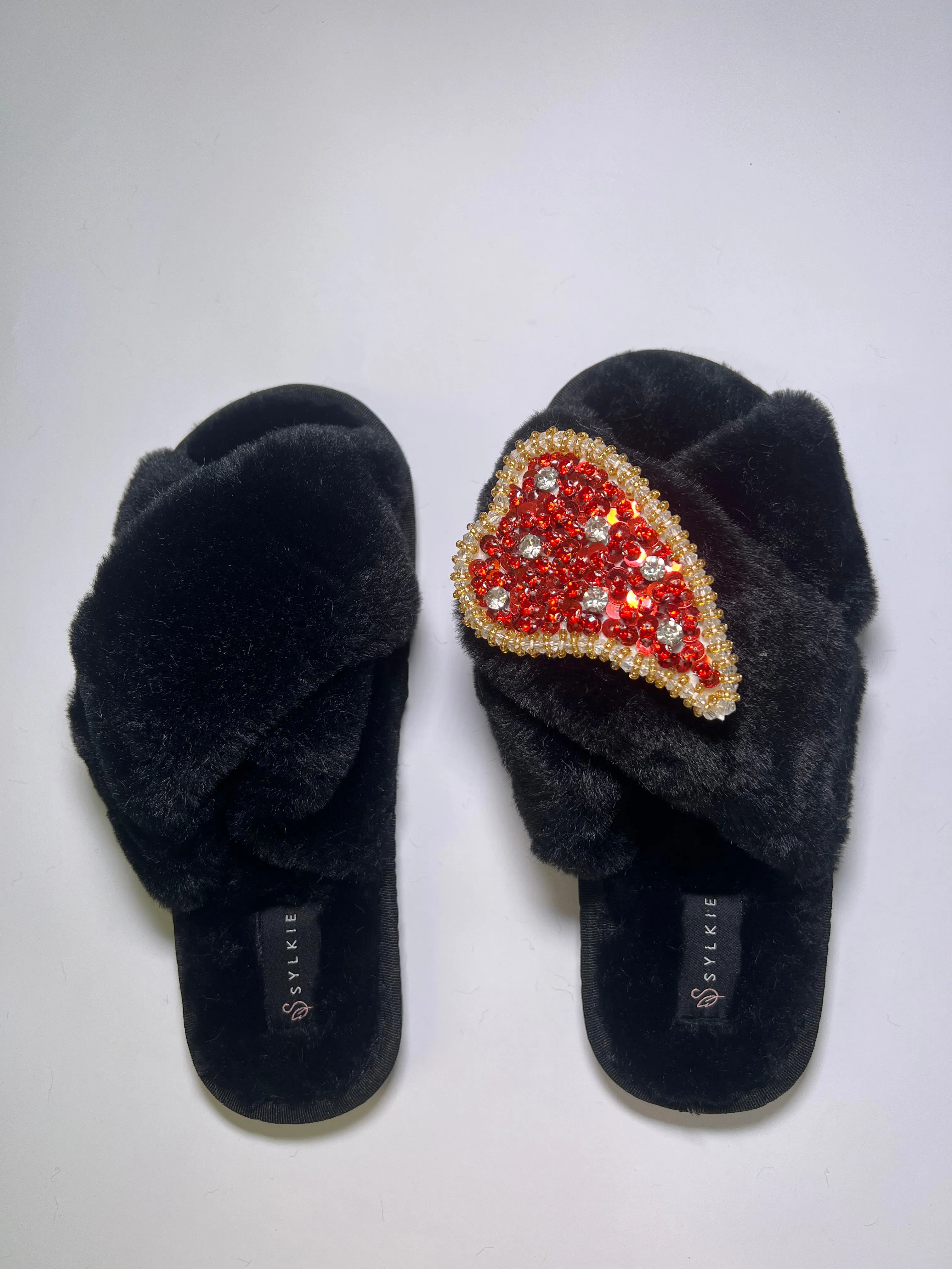 Heart Cross Slipper Black