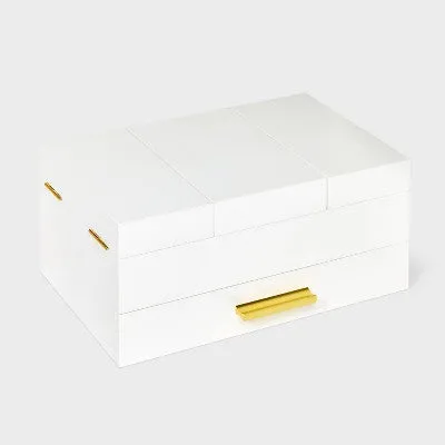 New Stylish White Jewelry Organizer with Flip Top and Drawer - A New Day Collection