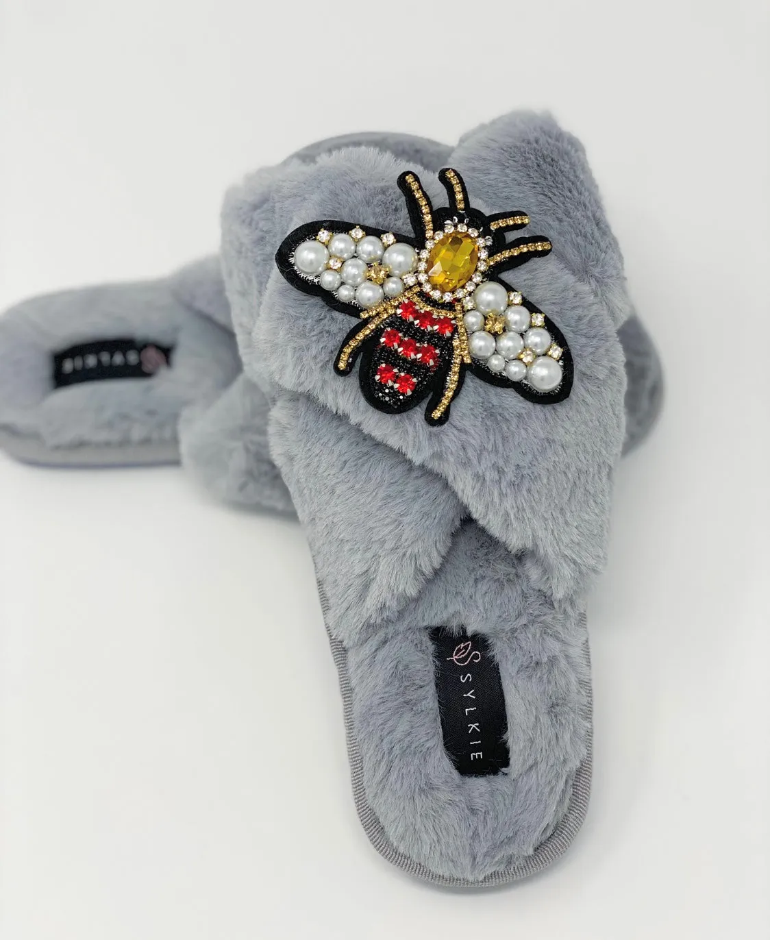 Queen Bee Cross Slipper Grey