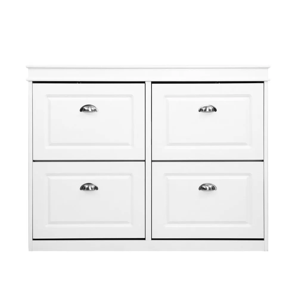 Shoe Cabinet Shoes Storage Rack Organiser White Shelf Drawer Cupboard 24 Pairs