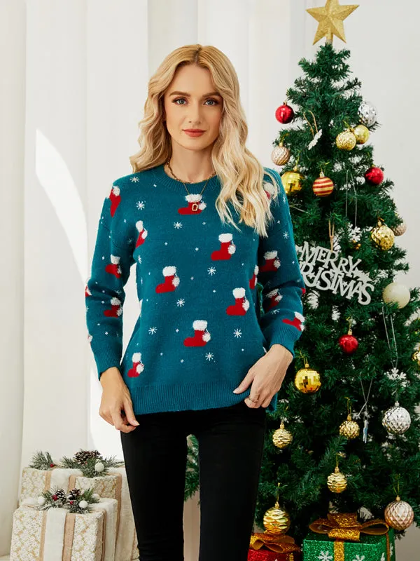 Women's pullover Christmas knitted long sleeve sweater